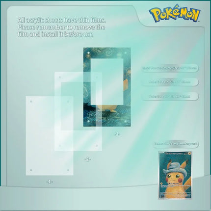 Pokemon Card Brick Photo Frame Van Gogh Museum Pikachu Charizard Acrylic Card Brick Photo Frame PTCG Gift Toy Not Include Cards