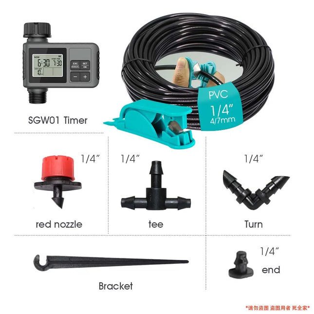 30-5m Garden LCD Button Timer Irrigation Set 0-80L/H Rotating Adjustable Nozzle Intelligent Display - product image 2