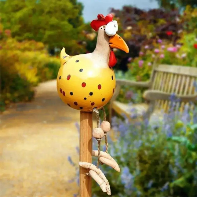 Resin Crafts Statues Funny Big Eyed Chicken Statue Long Foot Hen Sculptures Garden Fence Art Supplies - product image 2