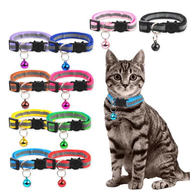 Reflective Breakaway Cat Collar Neck Ring Necklace Bell Pet Supplies Safety Elastic Adjustable Reflective Collar Pet Products