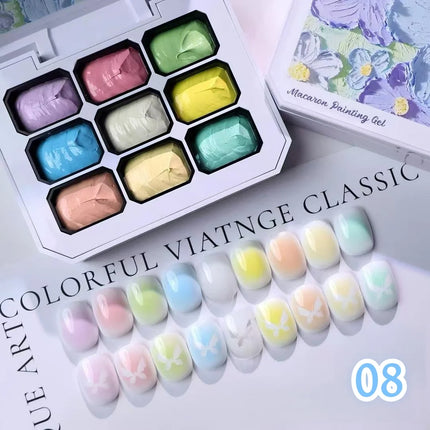 9-Color Solid Nail Polish, Pink, Macaron Painting Gel, High Saturation Popular Solid Nail Polish, Used for Nail Art