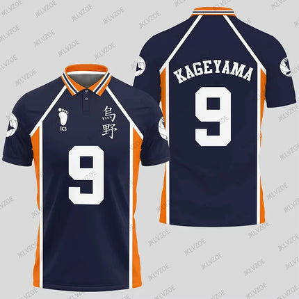 Haikyuu Hinata 10 Cosplay Polo Shirts Summer Shorts Sleeve Men Polos Volleyball Uniform Japan Sports Jerseys Kids Adult Tops