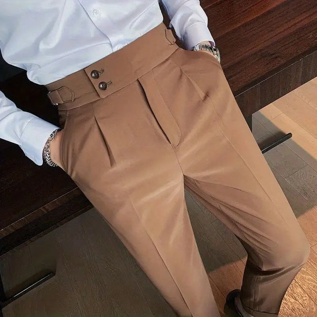 Britischer Gentleman High Waist Hose Trendy Italienische Business Casual Gerade Bügelfrei Mode Ruffian Gutaussehende Freizeithose