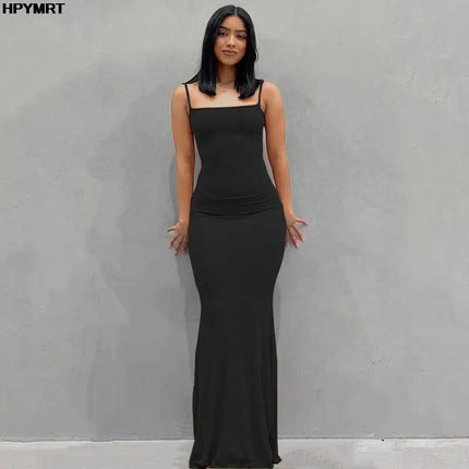 Satin Slip Sleeveless Backless Slim Sexy Maxi Dress Spring Party Y2K Concise Bodycon Elegant Dresses Clothing