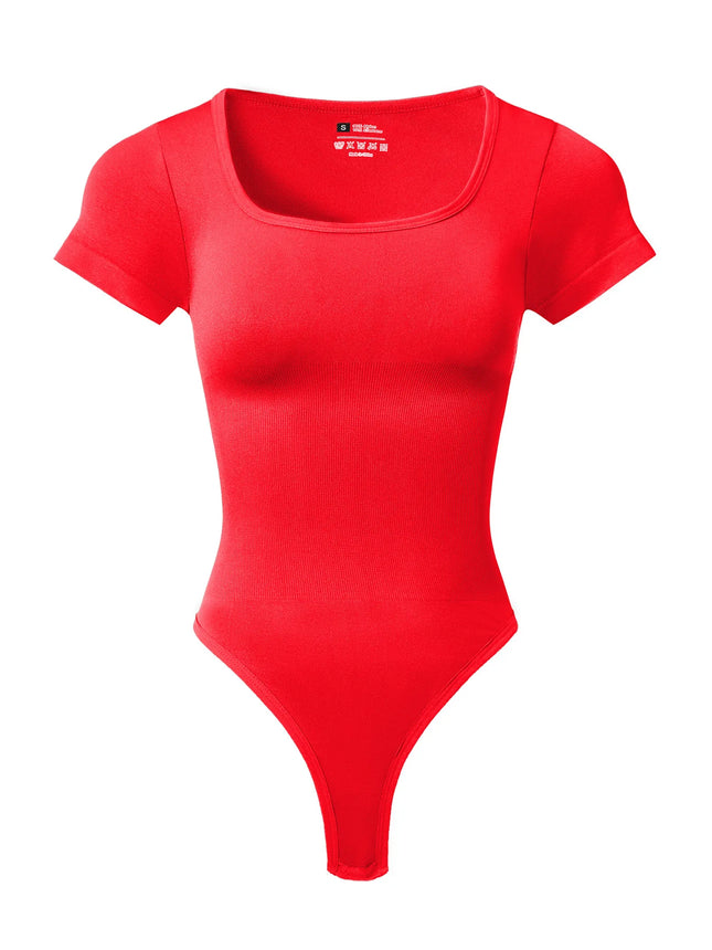 Women Plus Size Square Neck Short Sleeve Bodysuit Tummy Control Body Shaper Seamless Slimming Fashion - product image 7