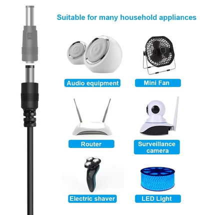 Universal Power Cable USB to DC 5.5 * 2.1mm Jack 5V Charging Cord with 8 Selectable Connector Tips for CCTV - product image f