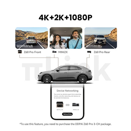DDPAI 4K Dash Cam Z60 Pro HDR Support Front and Rear Interior Car Camera SONY STARVIS2 678 Sensor 5GHz Wi-Fi GPS ADAS 4G Car DVR