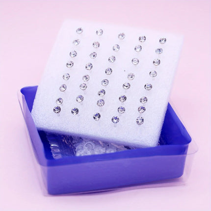 20 Pair/Set Women Girl Rhinestone Crystal Ear Stud Earrings Party Elegant Simple Daily Wear Earring Jewelry Gift 2.5 3 4 5mm