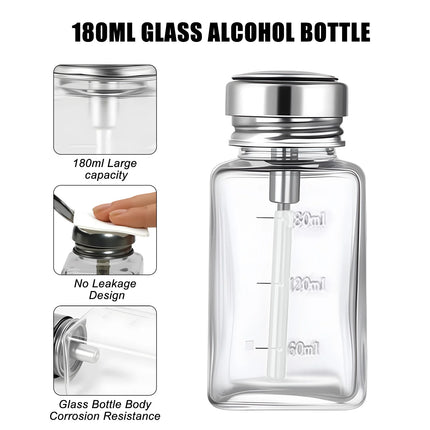 180ml Nail Glass Bottle Press Funnel Press Type Alcohol Bottle Nail Remover Water Empty Bottle Cleaning Liquid Hydraulic Supplie