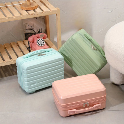Chic 14-Inch Mini Suitcase Cosmetic Bag - Lightweight, with Zip Closure & Fixed Shoulder Strap - Perfect for Travel, Students