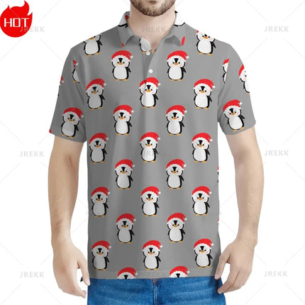 3D Printed Happy Christmas Polo Shirt Fashion Christmas Trees Cute Santa Xmas Graphic Polo T Shirt For Men Best Unisex Clothing