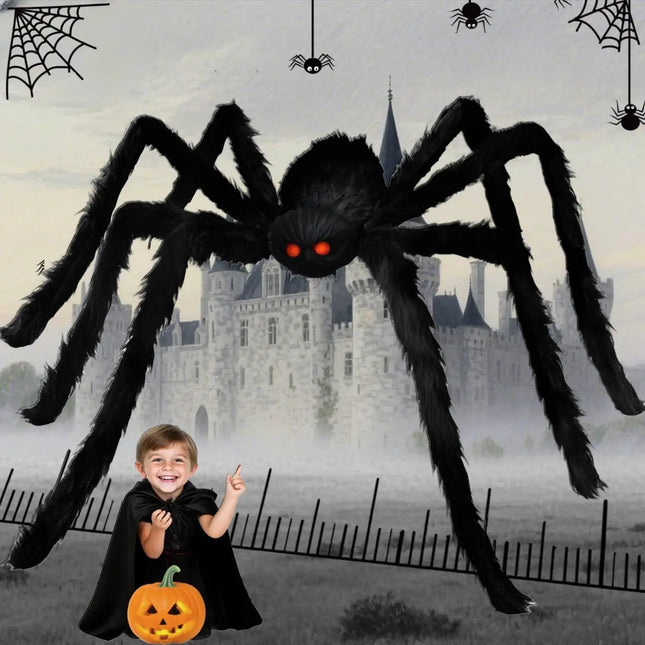 Giant Black Plush Spider Halloween Decoration 30-200cm Horror Haunted House Props Indoor Outdoor Party Scary Decor