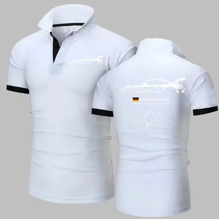 911 GT3 RS Heavyweight Polo Shirt | Nürburgring Track F1 Polos Shirts Men's Solid Color High Quality Short Sleeve Polo TShirt