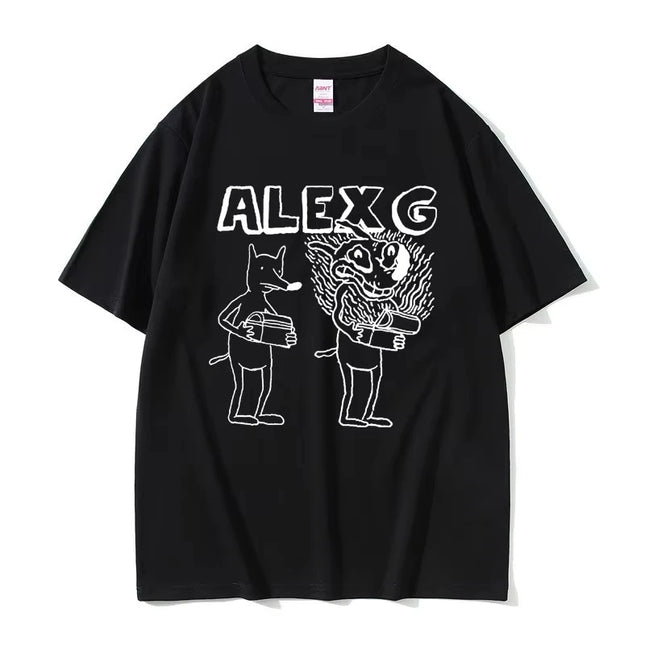 Camiseta estampada divertida del cantante Alex G para hombre, camisetas casuales de verano de manga corta, a la moda para hombres y mujeres, camiseta oversize unisex vintage