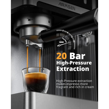 20 Bar Professional Espresso Machine with Auto Milk Frother, Dual Boiler Touchscreen Compact Coffee Maker 60oz Water Tank