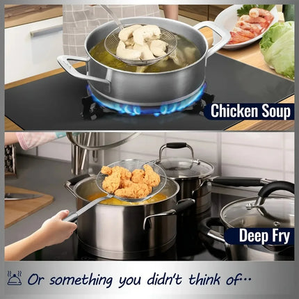1 Stainless Steel Double Round Spoon, Reinforced and Thicker, Kitchen Restaurant Frying Fish Noodle Fishing Slag Isolation