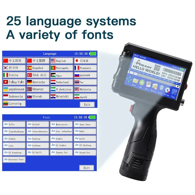 Phezer 12,7/25,4 mm Handheld Inkjet-Drucker QR Code Barcode Chargencode Datum Nummer Logo Haltbarkeitsdatum Tragbarer Etikettendrucker