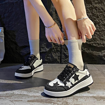 Summer Women's Sneakers New Star Thick Bottom Flat Patchwork Color Ladies Casual Shoes Fashion Anti-slip Women Vulcanize Shoes