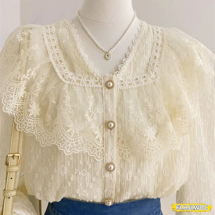 2024 Spring Autumn Basic Shirts Blouses Women Fashion Long Sleeve Elegant Office Lady Work Solid White Ruffled Chic Tops Blusas