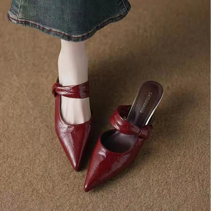 Absolutely Beautiful Slip-on Pointed Toe Sandals for Women, Outdoor Half-slippers, 2026 Summer French-style High-heeled Sandals