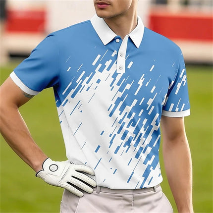 Geometric Graphic Men's Polo Shirts Summer NewOutdoor Casual Sports Polo T-Shirts Button Short Sleeve Street Men Clothing
