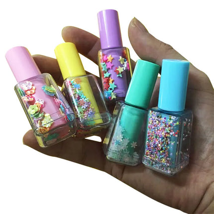5Pcs Set Mini Sequin Nail Polish Bottle Highlighter Cute Kawaii Fluorescent Pen Art Graffiti Marker Painting Drawing Stationery