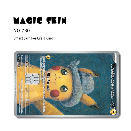 Pokemon Card Decals Credit Card Skin cartoon 2.5D Matte Frosted Pikachu Blastoise Waterproof Stickers for Debit card Decor film