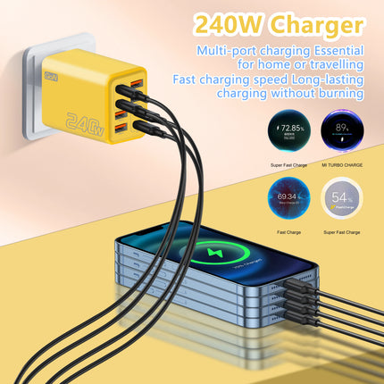 8 in 1 GaN USB-C Desktop Charger 240W Fast Charge Phone Adapter USB-C Cable For iPhone Samsung Xiaomi EU/US/UK - product imag