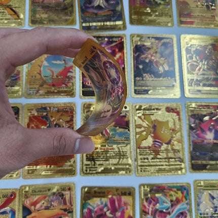 55pc English card Charizard Gold Foil Cards Golden Letters English Spanish Game Card Metalicas Vmax Gx Series Gift