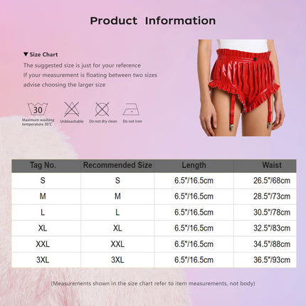 Women Wet Look Pu Leather Shorts Sexy Ruffle Ruched Booty Shorts High Waist Hot Pants Slim Fit Shorts with Garter Rave Clubwear