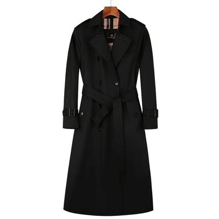 High quality khaki double breasted cotton women's trench coat British fashion custom rainproof long women's coat windbreaker