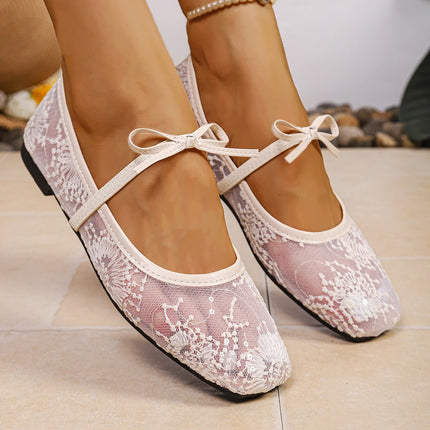 Spring/ Summer Elegant Square Toe Sexy Mesh Ballet Flat Shoes Fashionable Best Selling New Comfortable Large Size Women's Shoes