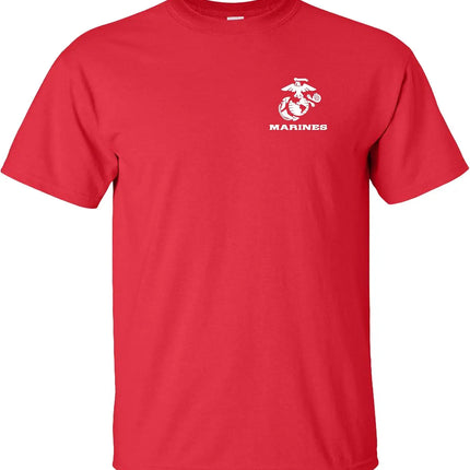 US Marines Chest T-Shirt White Emblem Crest Marine USMC Chest Shirt Short Sleeve Casual 100% Cotton T Shirt