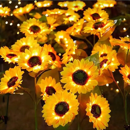Solar Powered Sunflower Light Outdoor Waterproof LED Ground Insert Lawn Lamp For Garden Lawn Courtyard Decoration