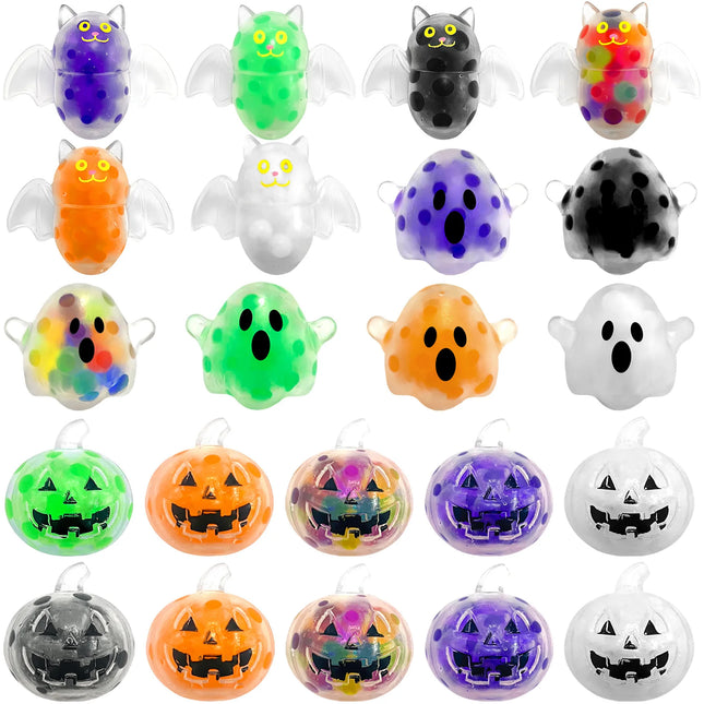 Spooky Halloween Squishy Bead Squeeze Ball Pumpkin Ghost Bat Shape Stress Relieving  Decompression Ornament Holiday Party Favor