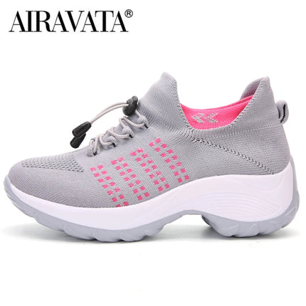 Women Walking Shoes Breathable Fly Weaving Sneakers Non Slip Casual Shoes 7 Color Size 35-45