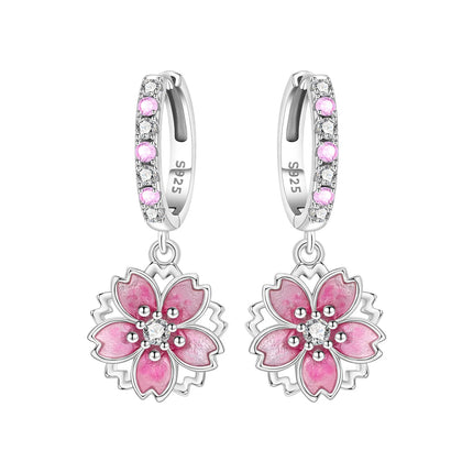 Orstarry Original 925 Sterling Silver Blue Iris Flower Earrings Women Hoop Earring Anniversary Jewelry Trendy Gifts