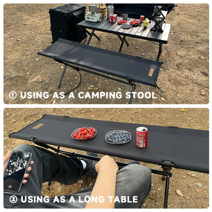 WESTTUNE Outdoor Long Chair Stool Lightweight Folding Two-person Stool Collapsible Beach Double Seat Stool for Garden Picnic