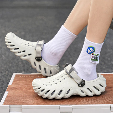Brand Men's Slip-on Shoes - Soft and Comfortable Holey Shoes Outdoor Waterproof Heightening Cool Shoes EVA Driving Shoe