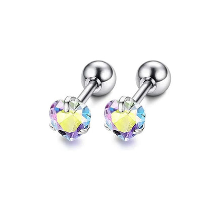 1-12 Pairs Shiny Zirconia Cartilage Stud Earring Tragus Helix Piercing Barbell Star Heart Ball Cartilage Earrings Set for Women