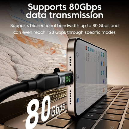 PD 240W USB C Adapter LED Display USB 4.0 80Gbps USB C to Type C OTG Converter 8K 60Hz Fast Charging for iPhone Samsung Huawei