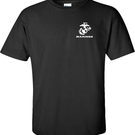 US Marines Chest T-Shirt White Emblem Crest Marine USMC Chest Shirt Short Sleeve Casual 100% Cotton T Shirt