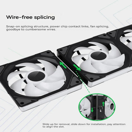 TEUCER 120mm ARGB Cyclic Mirror Light PWM Fan Kit, Wireless Splicing 800-2000RPM Low Noise Fan for PC Chassis & Water Cooling