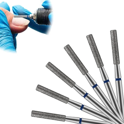 6pcs Diamond Nail Drill Bits Set, 3/32" shank. Fast nail grinding & polishing, low heat. Ideal for home, nail salons & nail love