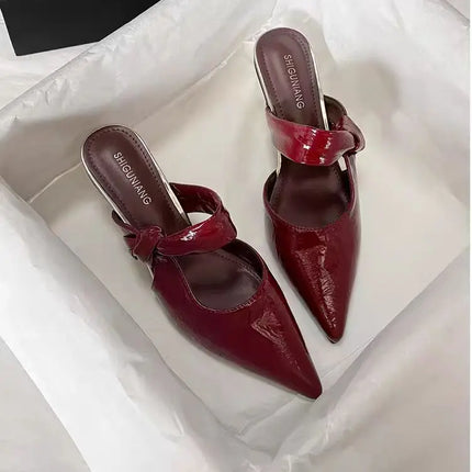 Absolutely Beautiful Slip-on Pointed Toe Sandals for Women, Outdoor Half-slippers, 2026 Summer French-style High-heeled Sandals