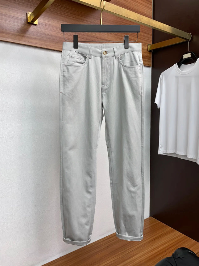 BLLIYOSS 2025 Nuevo Pantalón Casual Bordado Producto Tiempo Libre Transpirable exteriores Talla grande 30-40 Pantalón de tela de algodón recombinado