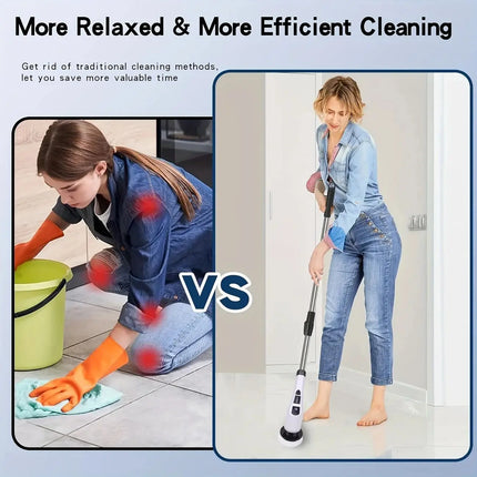 Electric Cleaning Brush:9-in-1 Head,Rotates Flexibly Multifunction Tool for Bathroom, Floors, Corner Gaps and Shower Room Glass.
