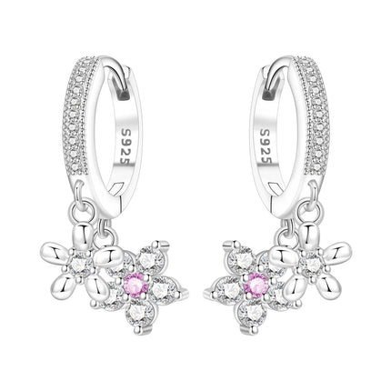 Orstarry Original 925 Sterling Silver Blue Iris Flower Earrings Women Hoop Earring Anniversary Jewelry Trendy Gifts