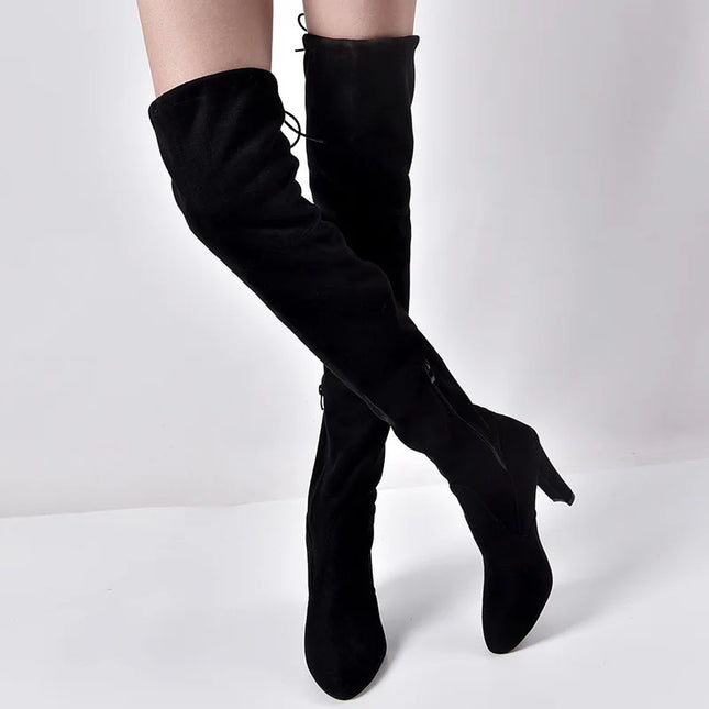 Plus Size 34-43 2025 New Shoes Women Boots Black Over the Knee Boots Sexy Female Autumn Winter lady Thigh High Boots