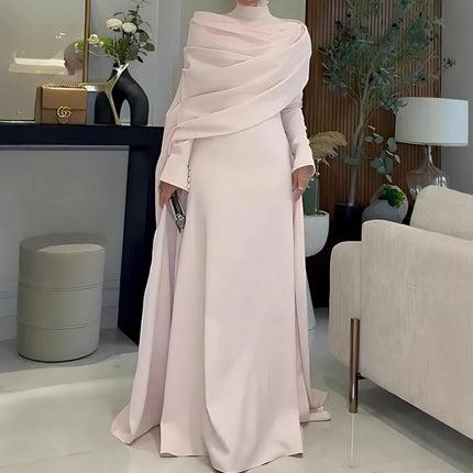 Women's Shawl Style Long Sleeve Tight Slimming Long Big Hem Dress Elegant Graceful Banquet Date Commute Versatile Evening Dress